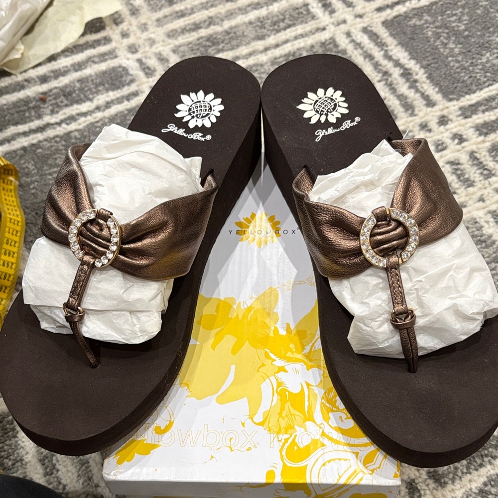 Yellow Box Women's Metallic Brown Sandals